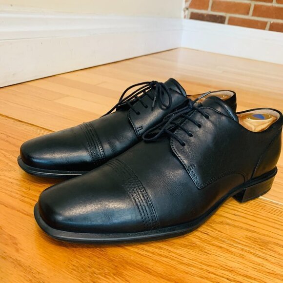 Ecco Men\'s Black Leather Cap Toe Dress Shoes US Size 9 main image 4